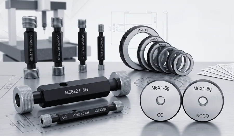 Metric thread plug and ring gauge set
